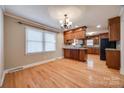 Bright dining room with hardwood floors and chandelier at 4193 Walker Rd, Rock Hill, SC 29730
