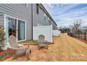 Backyard with view of two chairs and a privacy fence at 23010 Clarabelle Dr, Charlotte, NC 28273