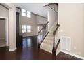 Spacious entryway with hardwood floors and a staircase leading upstairs at 5030 Monacan Way, Indian Land, SC 29707