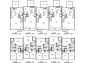 Detailed floor plans showcasing five townhome units' layouts, including kitchen, bedrooms, and bathrooms at 205 Cliffwood Nw St # B-2, Concord, NC 28027