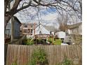 Backyard with wooden fence, shed, and garden at 2824 N Brevard St, Charlotte, NC 28205