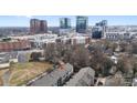 Aerial view showcasing the townhome's location and surrounding cityscape at 1554 Kee Ct, Charlotte, NC 28203