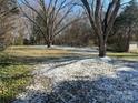 Large backyard with two trees and patchy snow at 219 W Edison Dr, Statesville, NC 28625