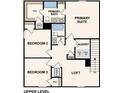 Upper level floor plan with primary suite and two additional bedrooms at 2502 Celestial Dr, Newton, NC 28658