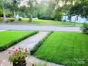 Landscaped yard with a walkway leading to the house at 217 Brent St, Wadesboro, NC 28170
