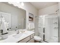 Bathroom with a vanity, a large mirror, a shower and a toilet at 1709 Honey Trl, Monroe, NC 28112