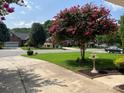 Landscaped yard with flowering trees and a birdbath at 2509 Calgary Pl, Concord, NC 28027