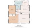 One-story floor plan shows a living room, kitchen, two bedrooms and bath at 1716 Dallas Ave, Charlotte, NC 28205