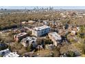 Aerial perspective showcasing building and surrounding neighborhood at 186 Cherokee Rd, Charlotte, NC 28207