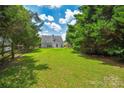 Expansive backyard with lush green grass and a wooden playset, perfect for outdoor activities at 247 Aylesbury Ln, Indian Trail, NC 28079