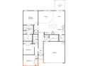 Detailed floor plan showcasing layout of bedrooms, bathrooms, kitchen, living spaces, and garage at 1020 Farm Branch Ct, Indian Trail, NC 28079