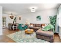 Inviting living room featuring a brown sofa, an area rug, and natural lighting at 4321 Gillespie Ct, Charlotte, NC 28205