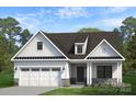 Bright home with white siding, a two-car garage, and stone accents creating curb appeal at Lot 109 Mayes Meadow Dr # Woodford, Cornelius, NC 28078