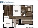 Detailed floor plan featuring a kitchen, living room, primary room, and two additional rooms at 134 E Andrews St, Norwood, NC 28128