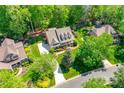 Aerial view of a house and neighborhood, showcasing landscaping and location at 908 Thorn Ridge Ln, Lake Wylie, SC 29710