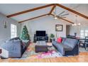 Spacious living room with vaulted ceilings, hardwood floors, and a cozy atmosphere at 352 Palmer Cir, Rockwell, NC 28138