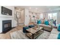 Spacious living room featuring a fireplace and kitchen access at 7220 Hodges Meadow Ln, Charlotte, NC 28213