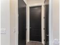 Hallway displaying modern dark doors with contrasting white trim and dark floors at 3630 N Davidson St # 4406, Charlotte, NC 28205