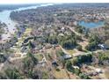 Aerial view of a lakefront community at 204 Regency Rd, Mooresville, NC 28117