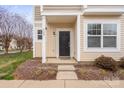 Close-up of a townhome's front door with landscaped yard and a welcoming entrance at 528 Fawnborough Ct, Rock Hill, SC 29732