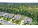 Aerial view of a neighborhood with houses and lush green trees at 1320 Torrens Dr, Wesley Chapel, NC 28110