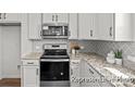Modern kitchen features stainless steel appliances, granite countertops, and white shaker cabinets at 110 Shay Crossing Rd # 1P, Salisbury, NC 28144