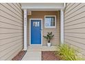 Inviting front entrance with a bright blue door and decorative potted plant at 2461 Palmdale Walk Dr, Fort Mill, SC 29708
