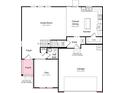 Floorplan of the first floor showing the Flex room, Great room, Kitchen, and Garage at 1498 Hubert Graham Way, Tega Cay, SC 29708