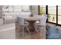 Bright dining area featuring modern light wood table and seating, plus views from large glass doors to the yard at 3204A Lake Pointe Dr # 160, Belmont, NC 28012