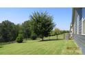 Expansive backyard featuring mature trees, landscaping, and black metal fencing at 1284 Independence St, Tega Cay, SC 29708