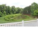 Scenic view of a tranquil pond surrounded by lush greenery and trees, creating a peaceful natural retreat at 9534 Blossom Hill Dr, Huntersville, NC 28078