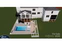 Rendering of backyard pool and spa with pergola-covered seating area, perfect for relaxing and entertaining at 129 Ryleigh Dan Pl, Mooresville, NC 28115