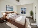 Staged primary bedroom featuring contemporary decor, soft lighting, and a serene ambiance at 6466 Mallard View Ln, Charlotte, NC 28269