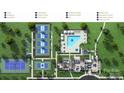 An aerial view of community amenities featuring a resort pool, tennis courts, and more at 3468 Aleppo Ave # 366, Indian Land, SC 29707