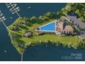 Aerial view of community amenities with pool, marina, clubhouse, and waterfront access at 4465 Morning Mist Dr # 54, Sherrills Ford, NC 28673