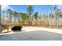 Spacious backyard with concrete patio and black metal fence at 416 Clemson Tree Ln, Lake Wylie, SC 29710