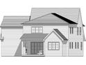 Architectural drawing showcases the rear of a two-story house with a covered patio and multiple windows at 4735 Elder Ave, Charlotte, NC 28205