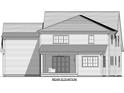 Detailed rendering of a home's rear elevation featuring a covered patio and multiple windows at 4801 Elder Ave, Charlotte, NC 28205