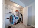 Well-organized closet with shelves and hanging space at 1323 Queens Rd # 424, Charlotte, NC 28207