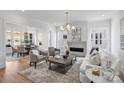 Bright living room with fireplace, white walls, hardwood floors, and comfortable seating area at 5026 Ohm Ln, Charlotte, NC 28270