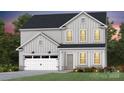 Rendering of two story home with modern facade, garage, and lush landscaping at 18010 Aura Mist Way # 178, Huntersville, NC 28078