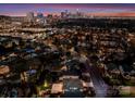 An elevated perspective of the residential area with city skyline in background, showcasing location at 448 Iverson Way, Charlotte, NC 28203