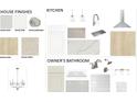 Selection of interior finishes including paint colors, flooring, fixtures, and hardware at 17017 Malone Ln, Mint Hill, NC 28227