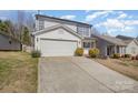 Two-story home featuring a two-car garage, attractive landscaping, and inviting curb appeal in a residential neighborhood at 3230 Richway Ct, Charlotte, NC 28216