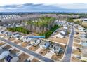 Aerial view of the home, situated in a neighborhood surrounded by trees and nature at 634 Gants Rd, York, SC 29745