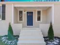 Close up of the front entrance, showing white painted steps and blue door at 315 Dunham Ave, Salisbury, NC 28146