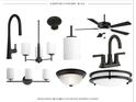 An array of hardware standards in black features a modern faucet, lighting fixtures, and ceiling fan at 1146 Nations Dr, Charlotte, NC 28217