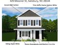 Charming two-story home featuring white siding, black shutters, and dark trim for a modern, appealing look at 425 Messner St, Salisbury, NC 28144
