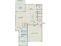 Layout of the first floor showcasing the kitchen, cafe, gathering room, guest suite, and 2 car garage at 9481 Coast Laurel Ave # 12, Concord, NC 28027