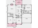 Open-concept floor plan showcasing a spacious kitchen, dining area, gathering room, and flex space at 173 Glenn Dr, Mooresville, NC 28115